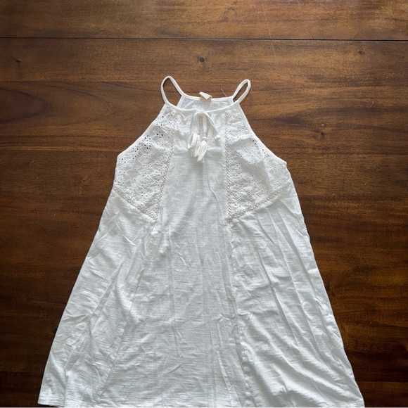 Roxy White Eyelet High Neck Sleeveless Bathing Suit Swim Cover Up Dress S - Picture 2 of 9